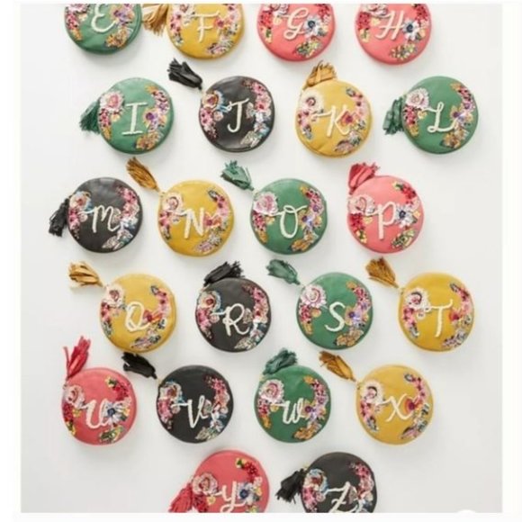 U Embellished Leather Monogram Pouch by Anna Harlow Rosso from Anthropologie NTW - Picture 2 of 4